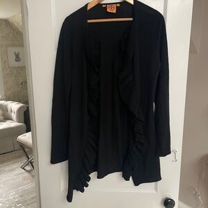 Black Ruffled Women's Sweater Tory Burch L coat cardigan wool